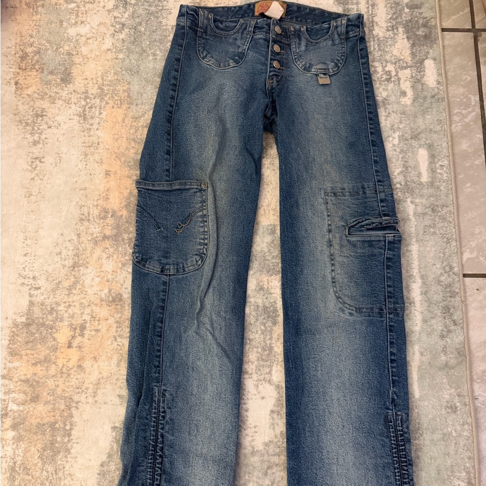 Women's True Vtg Y2K Straight-Leg Carpenter Jeans Denim Blue